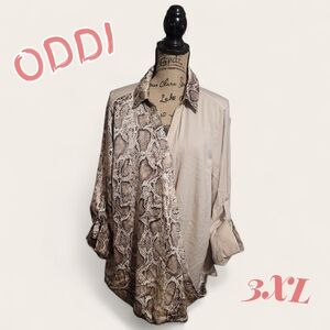Oddi Snake Print and Beige Flap Over Top Shirt 3XL